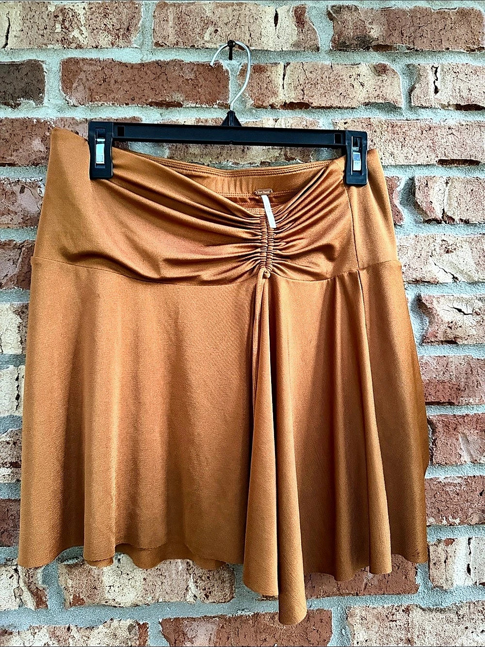 Free People Ruched Mini Skirt in Brown Size Large